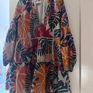 FARM Rio Multicolor Tropical Long Sleeve Dress